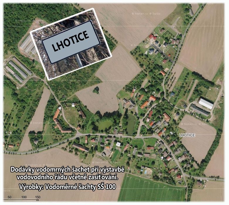Lhotice, výstavba vodovodního řádu, vodoměrné šachty SŠ 100