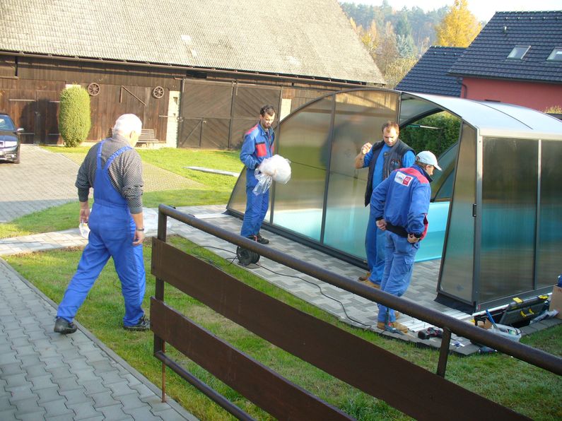Bazén - instalace zastřešení
