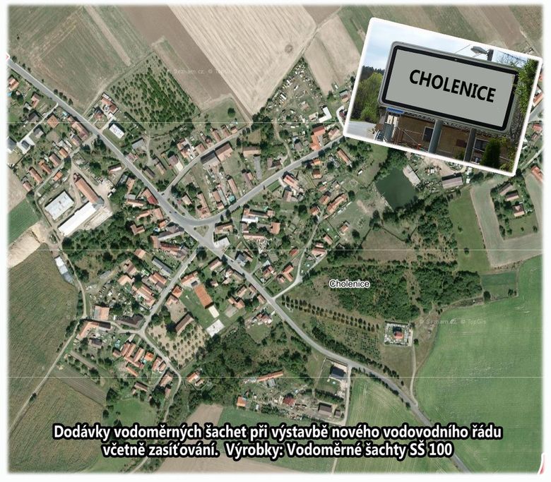Cholenice, výstavba vodovodního řádu, vodoměrné achty SŠ 100