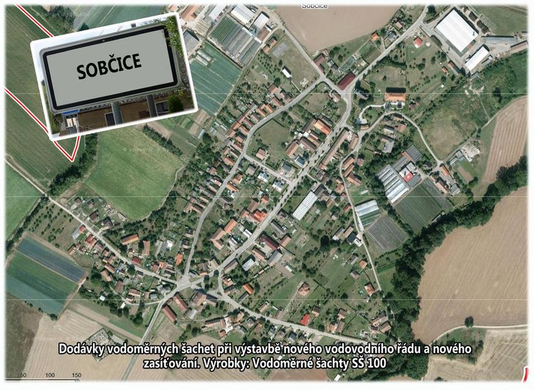 Sobčice, výstavba vodovodního řádu, vodoměrné šachty SŠ 100