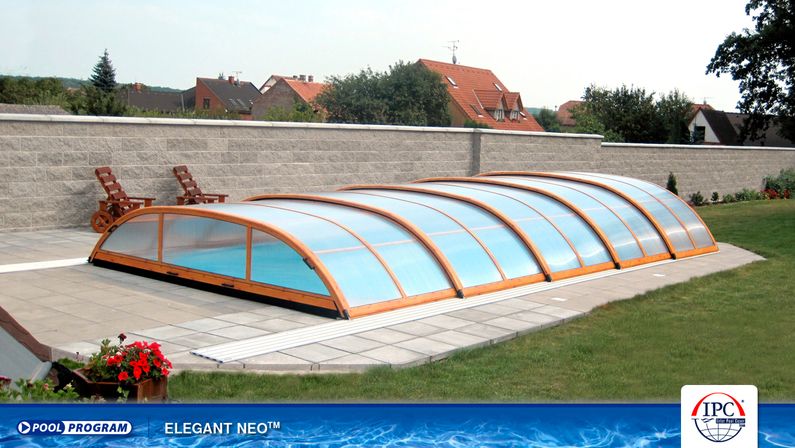 Zastřešení Elegant, čirý polykarbonát, dřevodekor