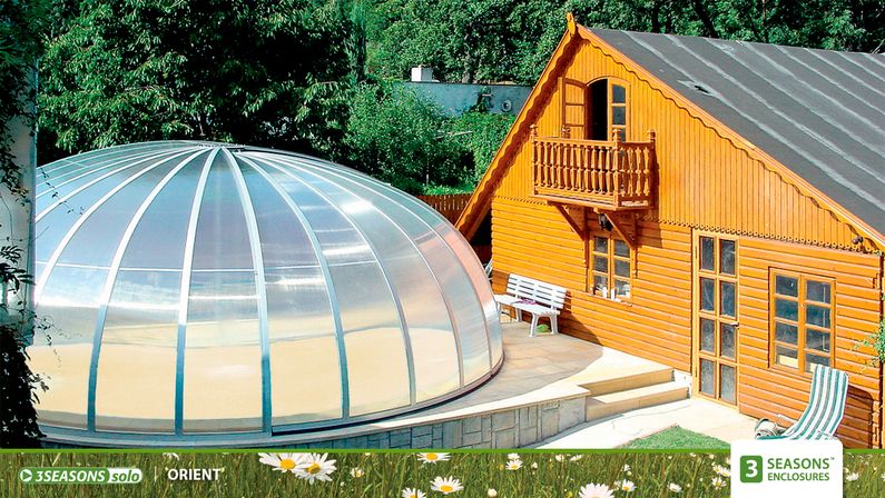 Zastřešení Orient, čirý polykarbonát, stříbrný profil