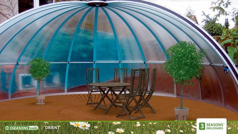 Zastřešení Orient, čirý polykarbonát, stříbrný profil