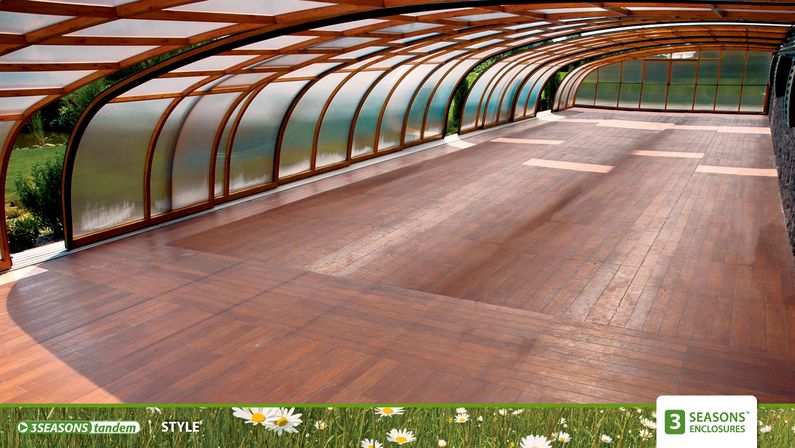 Zastřešení Style, čirý polykarbonát, profil dřevodekor